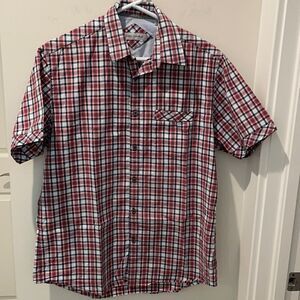 James Campbell plaid button down short sleeve M